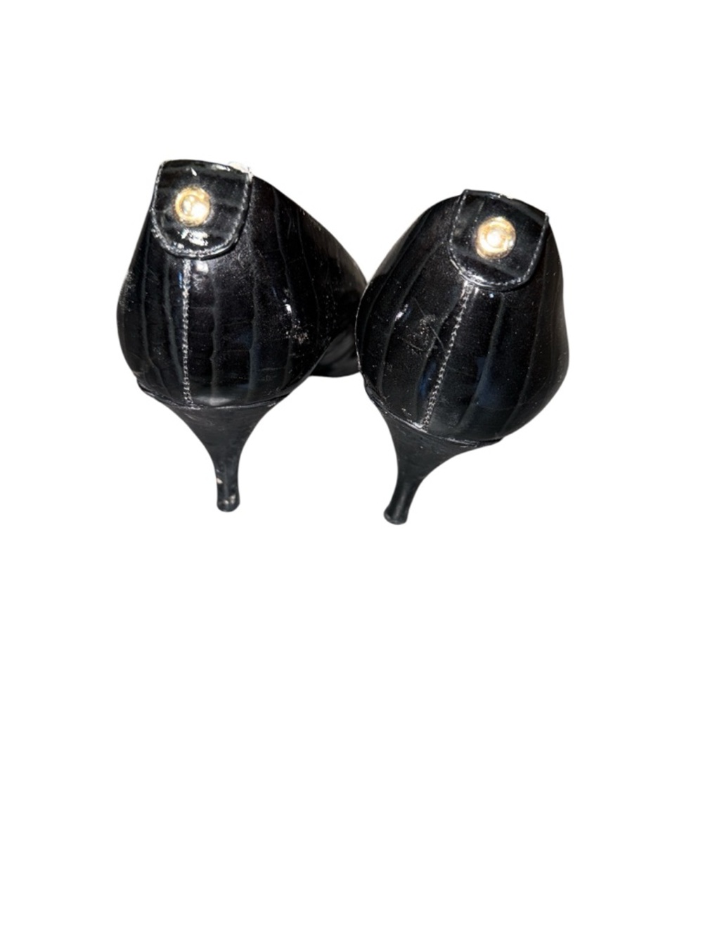 GUESS Black Croc-Embossed Pointed Toe Kitten Heels - Picture 6 of 7